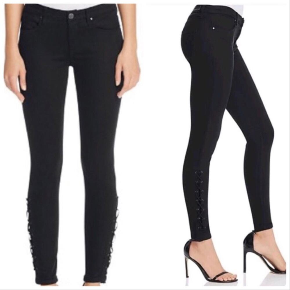 BLANK NYC REVOLVE Black Lace Up Ankle Tie Low Mid Rise Skinny Denim Jeans 27